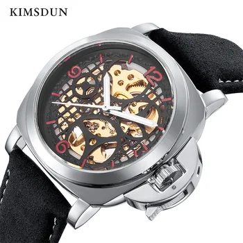 

KIMSDUN Luxury Automatic Mechanical Watch Top Brand Mens Watches Sports Military Leather Strap Wristwatch Relojes Para Hombre