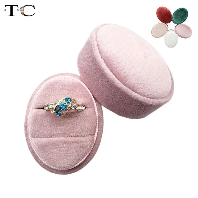 

Velvet Double Ring Box Oval Gift Box Wedding Ceremony Rings Box Jewelry Packaging Box Ring Container
