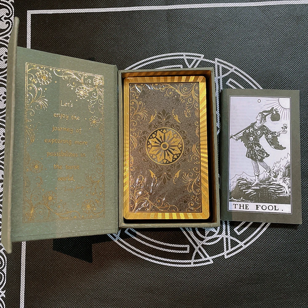 Set Tarot Cards Gift Box Luxury Gold Foil Tarot Card Hot Stamping PVC Waterproof Wear-resistant Board Game Solitaire Divination