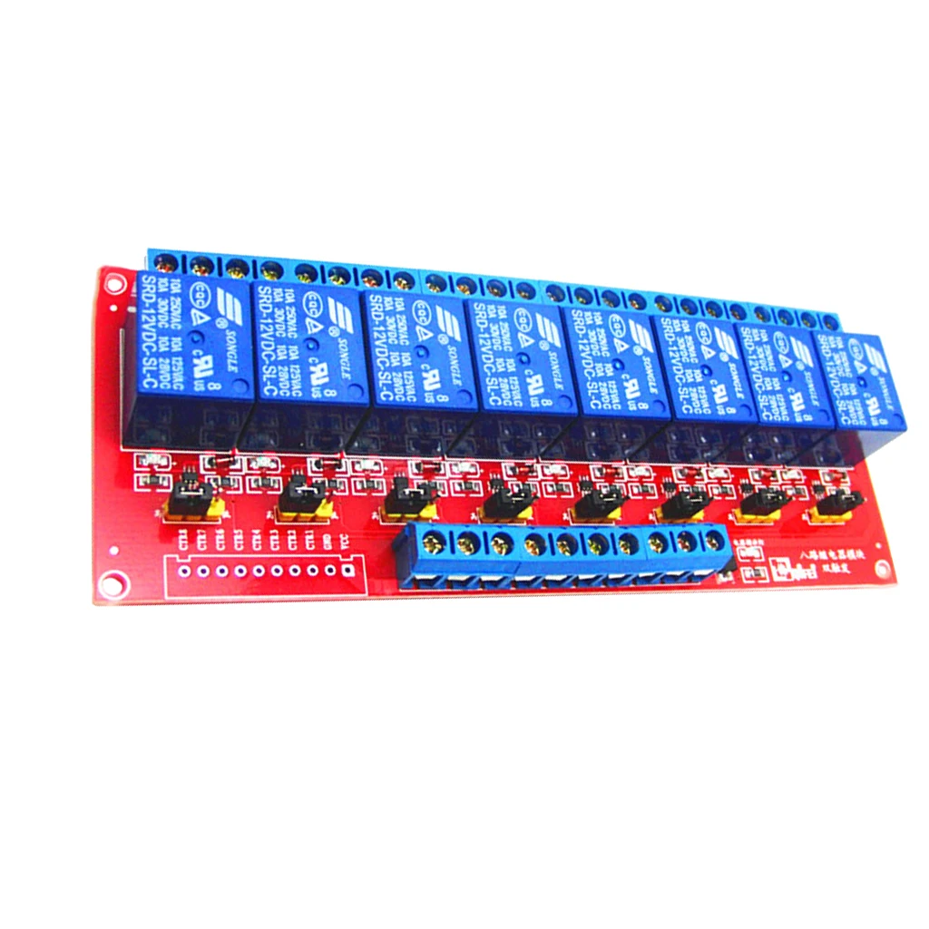 24V 8 Channel Relay Module Board AC 250V 10A DC30V 10A for    Red