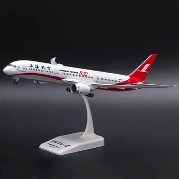 

ABS Assembled High Simulate Aircraft Model Boeing 787-900 Shanghai Airlines B-1111 100th Pulley 1: 200 with Landing Gear Wheels