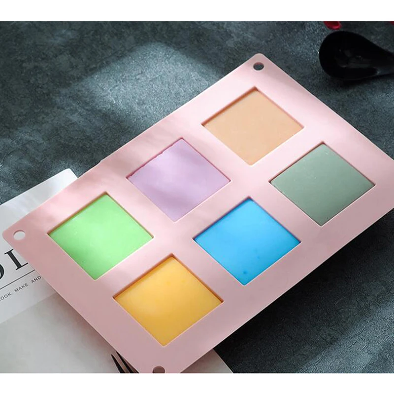 Mould For Handmade Craft Soap Mold Candy Color 6 Cavity Silicone Plain Basic Rectangle Soap Mold Silicone