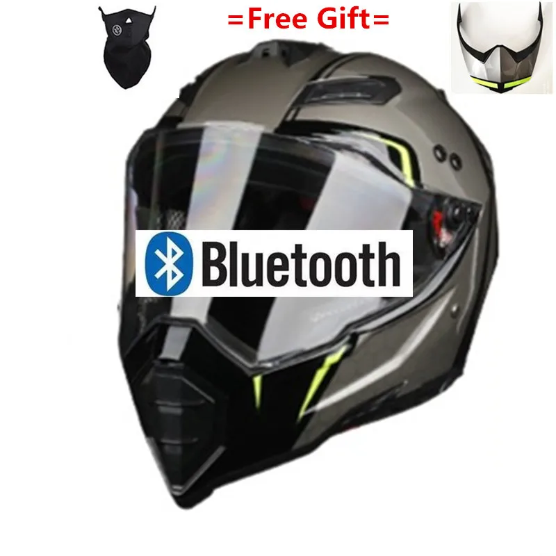 DOT Solid Matt Black Motorcycle Helmet Full Face Scooter Crash Motorbike Safety with bluetooth - Цвет: BT-686c-22-clear