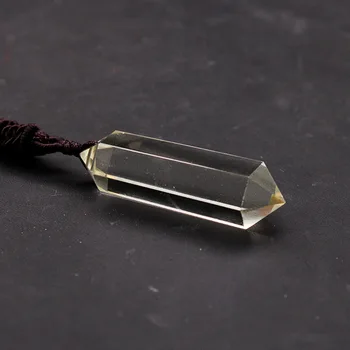 

Natural Topaz hexagonal prism double pointed pillar Pendant Necklace Gift for men and women