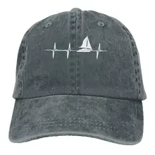 Мужская или женская Регулируемая ВИНТАЖНАЯ ДЖИНСОВАЯ бейсболка s Heartbeat Sailing Snapback cap