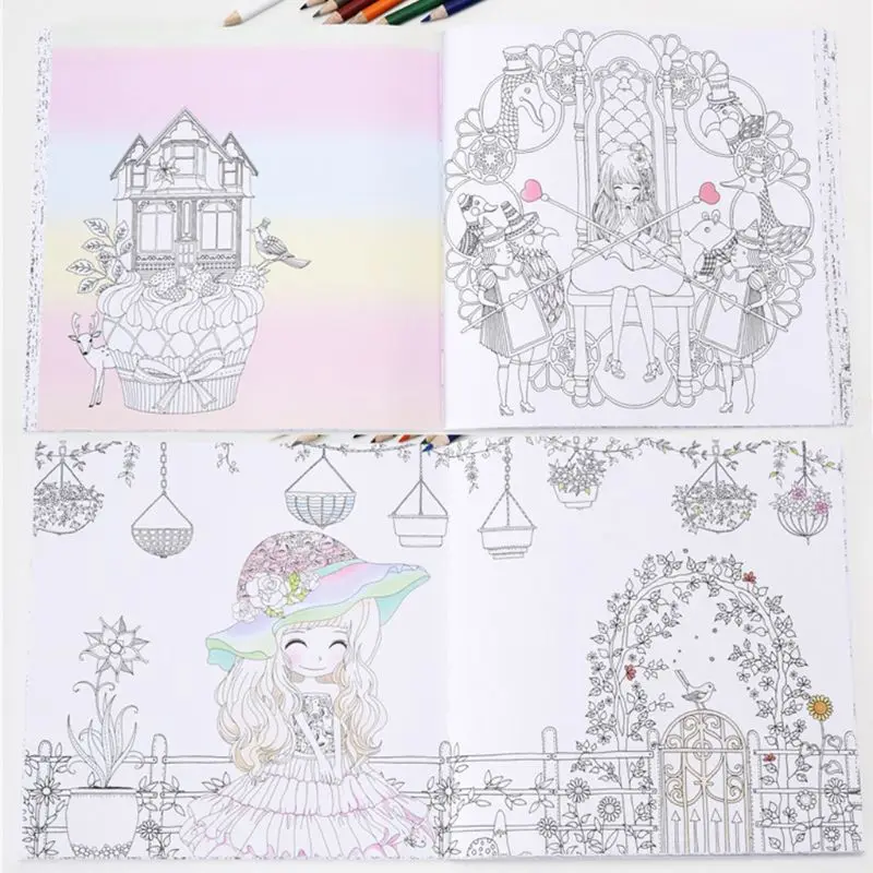 Children Kids Coloring Book Girls Ancient Style Drawing Graffiti Painting Books Holiday Gift Decompression Tool M17F | Канцтовары для