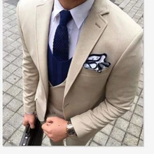

2022 Hot Selling Notch Lapel Men's Khaki Suits Custom Made Single Breasted Business Fashion Casual Blazer 3 Pieces Skinny