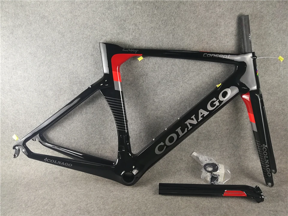 Черный красный UD глянцевый углеродный дорожный каркас Colnago + руль седло держатели