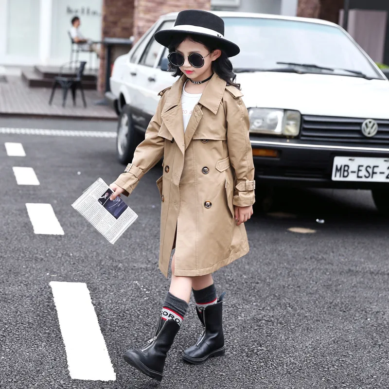 

Girls' Wind Coat 2019 New Style Spring And Autumn Korean-style Western Style Spring Clothing Big Boy Mid-length Spring And Autum