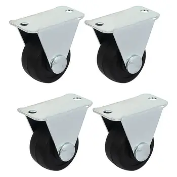

1-inch Dia Rubber Single Wheel Rigid Non-Swivel Top Plate Fixed Casters 4pcs