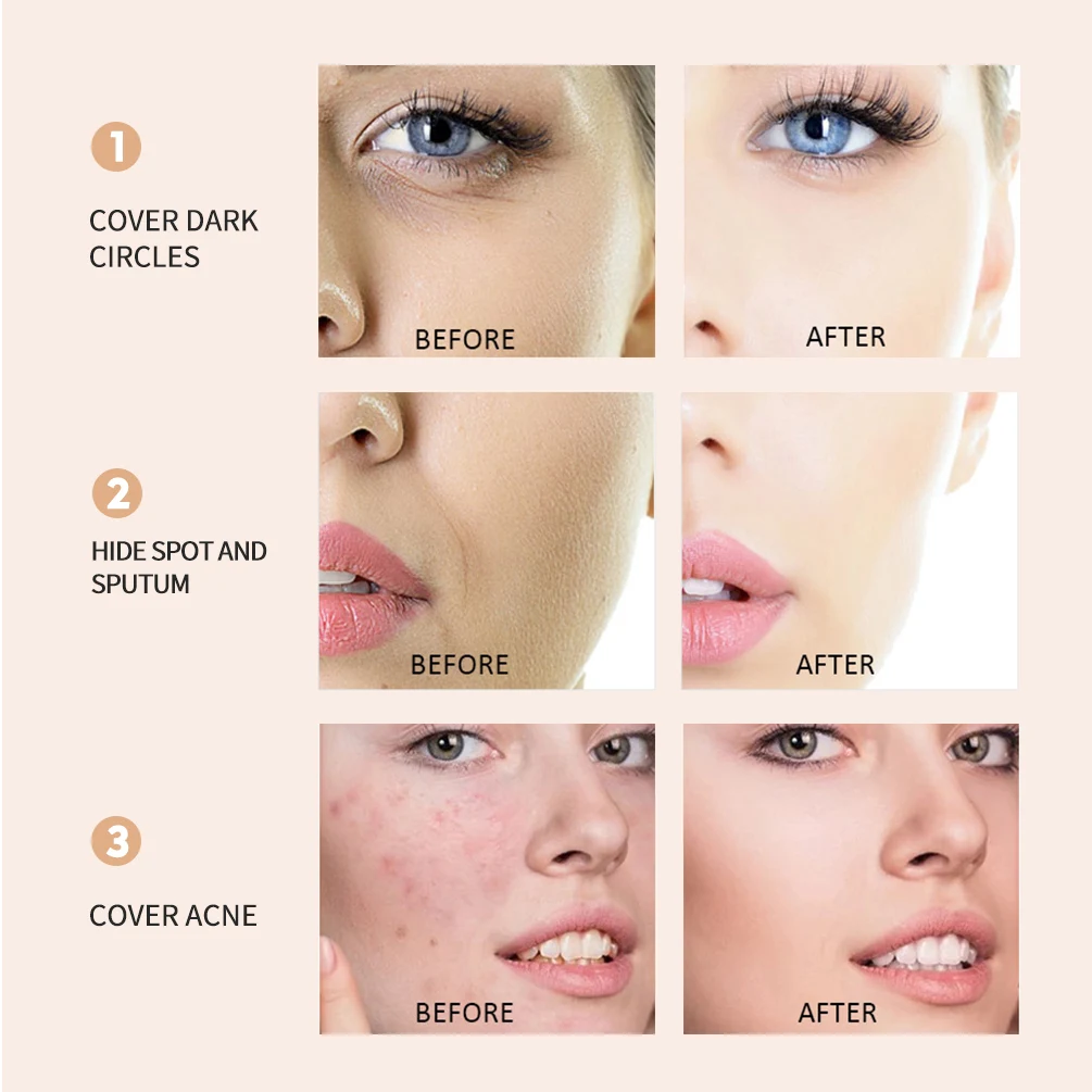 QIBEST Waterproof Liquid Concealer Makeup Full Coverage Cosmetics Makeup Contour Face Concealer Face Scars Acne Cover Foundation