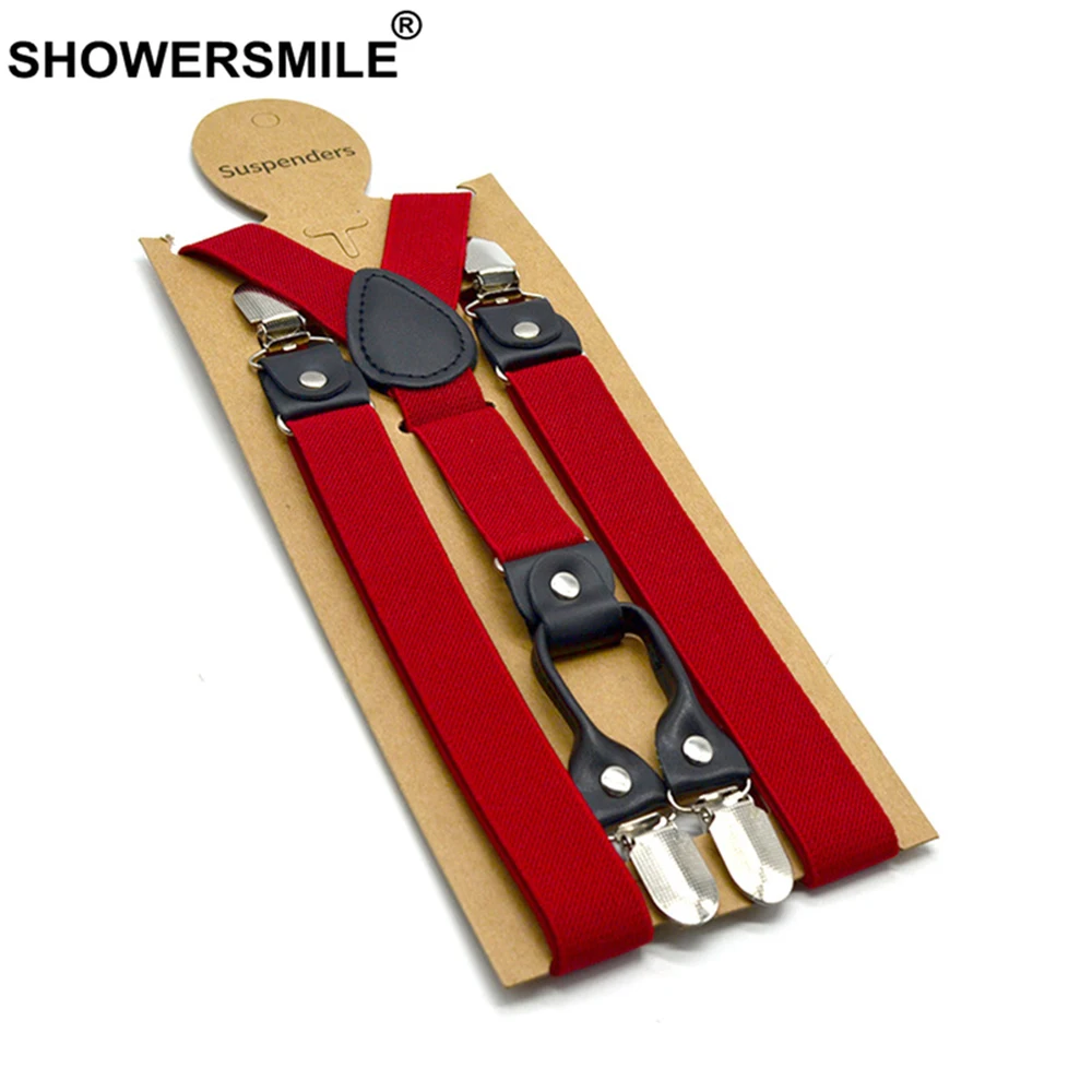 SHOWERSMILE красные подтяжки мужские классические для брюк ремень с Y образной спинкой