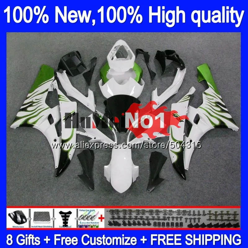 Средства ухода за кожей для YAMAHA YZF R 6 YZF 600 YZF-600 зеленый пламя 7MC. 56 YZF R6 06-07 600CC YZF600 YZF-R6 2006 2007 YZFR6 06 07 OEM обтекатели
