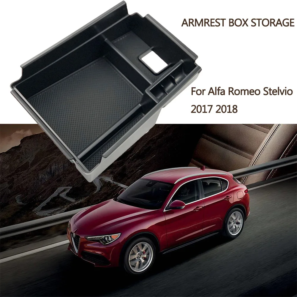 Vesul Center Console Armrest Storage Box Compatible with Alfa Romeo Giulia Sedan 2017 2018 2019 ABS Tray Insert Organizer Glove Pallet 