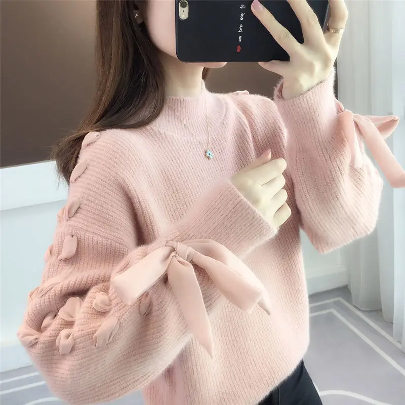 sweater for women 2021 Women Pullover Female Autumn Winter Plus Cashmere/No Cashmere Sweater Imitation Mink Velvet Long-sleeved knitting Top B1365 sweater hoodie Sweaters