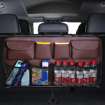 

High Quality Leather Car Rear Seat Back Storage Bag Multi Pocket Car Trunk Organizer Auto Stowing Tidying Interior Accessories