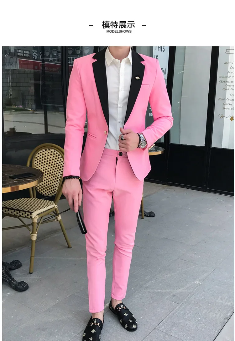 Coat Pant Latest Design 2Pcs Pink And White Men Suits Modern Noble Formal  Double Breasted Customized Party Suit Wedding Tuxedo - AliExpress