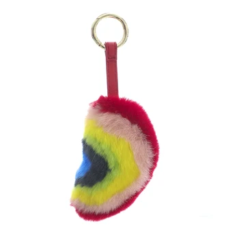 

Rex rabbit fur rainbow cloud doll pendant Super beautiful key chain soft cute and colorful rainbow bag pendant