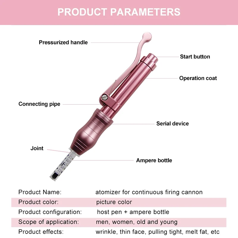 0.3ml Hyaluronic Pen with High density metal Hyaluronzuur pen Hyaluronic acid gel anti-wrinkle meso Mesotherapy Gun face lifting