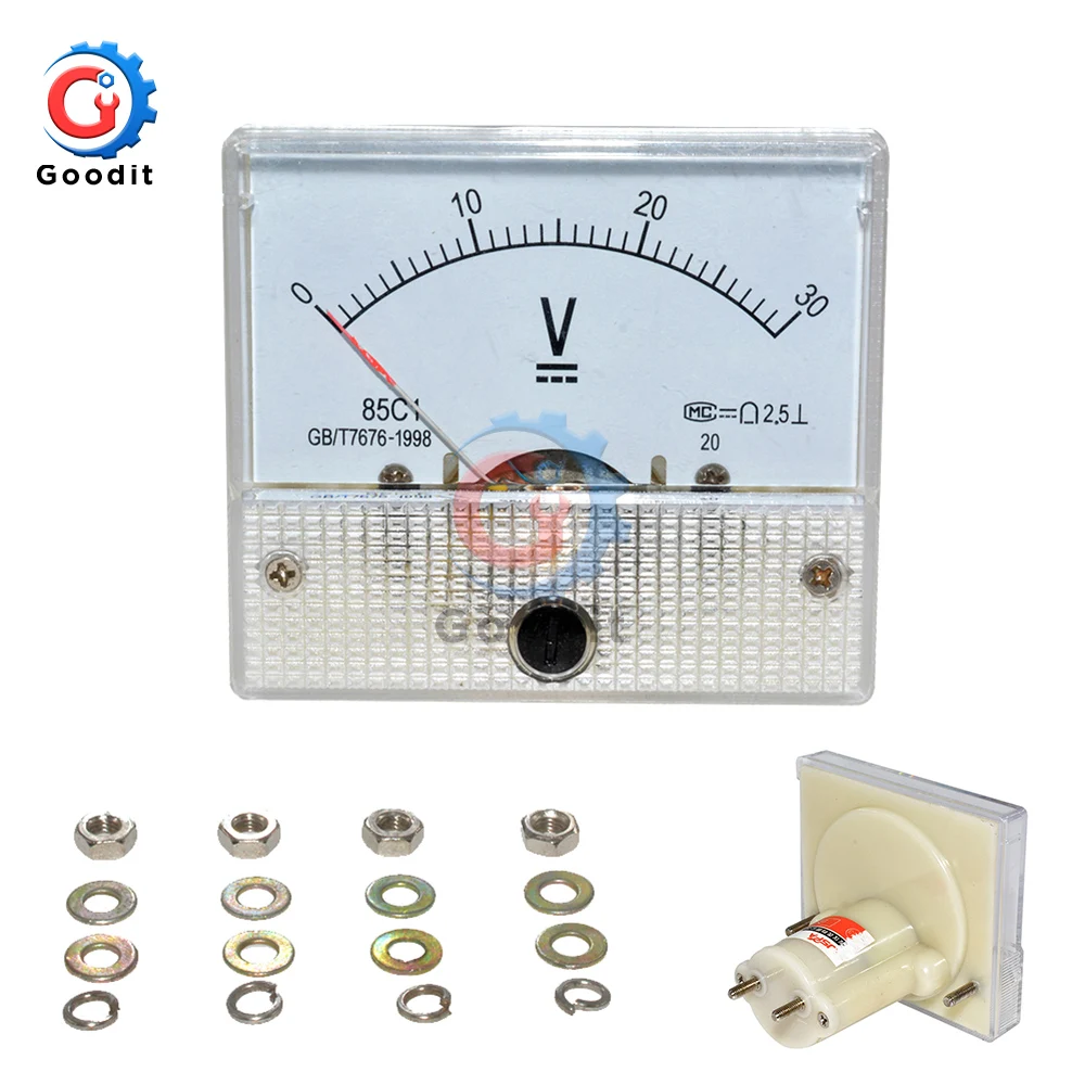 

85C1 DC Analog Voltmeter Meter Panel 30V 50V 85C1 Pointer Gauge Panel Amp Volt Voltage Digital Display