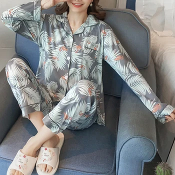 

Autumn Winter Girls Pijama Mujer Comfortable Women Pajamas Sets Long Sleeve Kimono Home Wear Serve Lovely Eye Mask Sleepwear Set