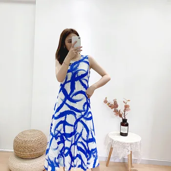 

Pleated Dress Women's Summer Large New High-end Printed Dress