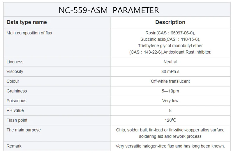 NC-559-ASM Solder Flux 100% Original BGA PCB No-Clean 10cc Welding Paste simple welding rods