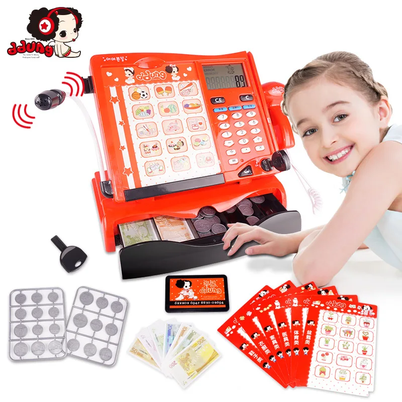 

Ddung/ddung Children Gift Shopping Cash Register Play House Cash Register Microphone Scanning Calculation Educational Toy