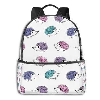 

Classical Simple Women Men canvas Backpacks School bag for teenagers Girls BoyCute Cartoon Hedgehog Laptop Back pack travel bag
