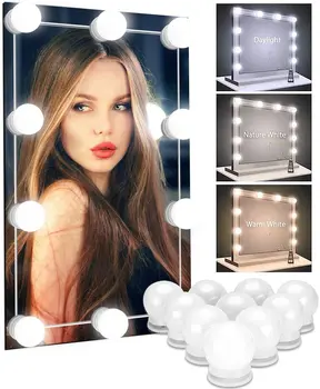 

LED Makeup Mirror Light Bulb Hollywood Vanity Lights Stepless Dimmable Wall Lamp 2 6 10 14Bulbs Kit for Dressing Table