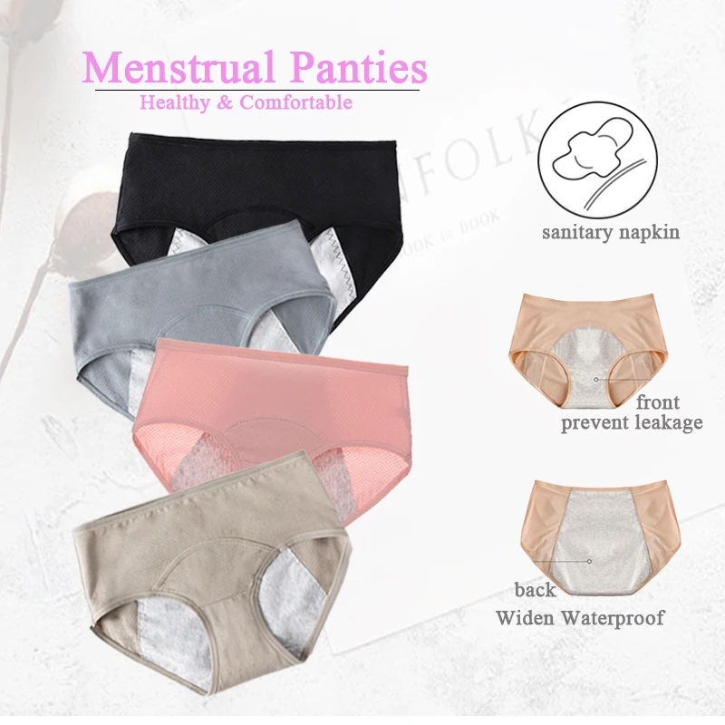 Menstrual Panties Feminine Hygiene Menstrual Panties Women Underwear Physiological Pants Leak Proof Period Low Waist Briefs