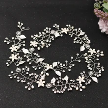Bride Hair Vine Crystals Wedding Headband Rhinestones  Pearl Hair Band Sliver and Golden Wedding  Accessories for Female Girls