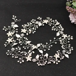 Bride Hair Vine Crystals Wedding Headband Rhinestones  Pearl Hair Band Sliver and Golden Wedding  Accessories for Female Girls