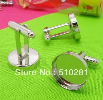 

100pcs -- Copper plating white K 16 mm high circular cup diy French cufflinks bottom tray handmade jewelry accessories wholesale