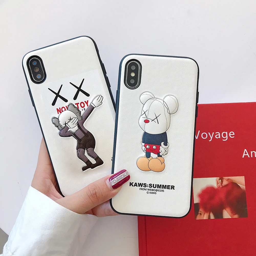 

PU Leather Case for iPhone XR Xs Max Soft Back Cover for iPhone X 8 7 6 6S PLUS Fashion Bear Pattern Leather Case iPhone XR