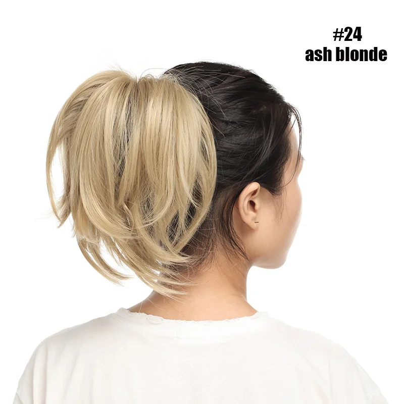 ash blonde S-noilite грязный конский хвост Сделай Сам короткий Волнистый зажим в Коготь Конский хвост Наращивание волос Синтетические волосы для Updo поддельные волосы для женщин - Цвет: ash blonde