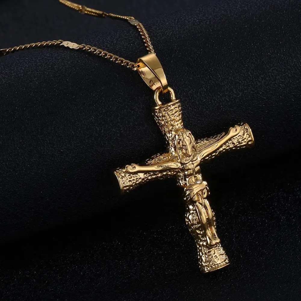 Ожерелье с крестиком золотого цвета Модный Крест INRI Jesus крестик христианства