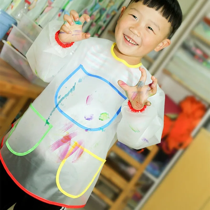 Детский противообрастающий фартук с рисунком граффити для детского сада изящный художественный нагрудник для рисования водонепроницаемый халат с длинным рукавом милый