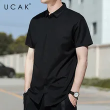 UCAK Brand Cotton Shirt Homme Summer Short Sleeve Shirt Clothing Turn-down Collar Solid Color Shirt Men Streetwear Clothes U6018 Shirts UCAK Brand Cotton Shirt Homme Summer Short Sleeve Shirt Clothing Turn-down Collar Solid Color Shirt Men Streetwear Clothes U6018 Shirts