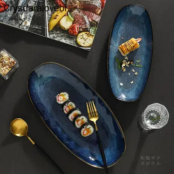 

Nordic Creative ceramics oval plate salad Sushi steak pasta Household kitchen dishes and plates sets christmas plates