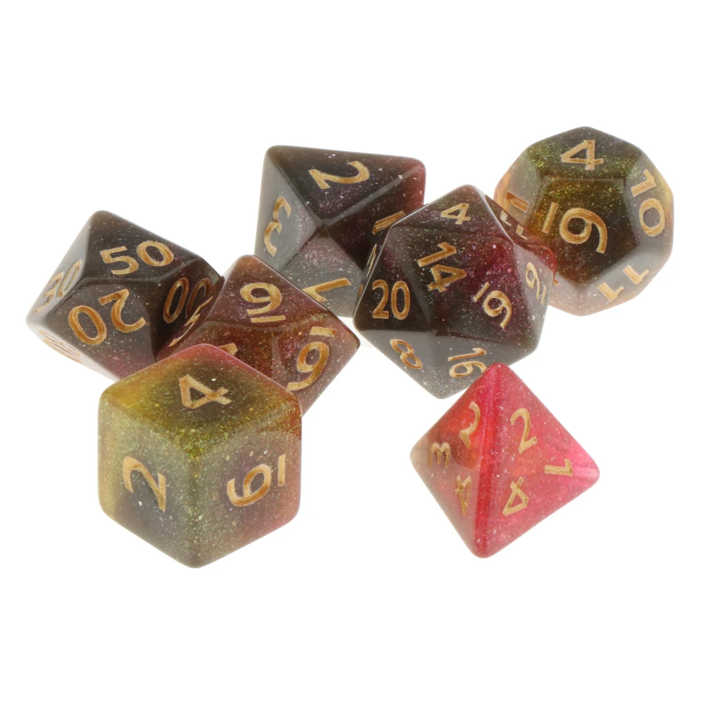 Pack of 7 Polyhedral Dices Table Board Games Party KTV for Dungeon and Dragons Polyhedral Dice Games DND Dice Set Kids Math Toys