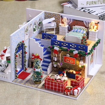

DIY Doll House Minature Dollhouse Casa Wooden Model Furnitures Building Kits Assembly Christmas Gift Toys For Children Adult