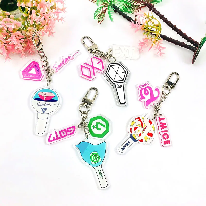 

Kpop Album EXO GOT7 Twice Keychain Accessories Key Chain Cute Pendant Key Holder Cute Acrylic protable Keychains wallet Chain