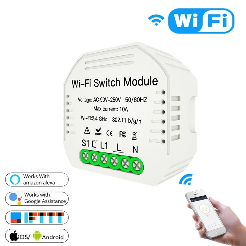 Smart Light Wifi Switch module Smart Life Tuya Switch Smart Home Breaker Module Alexa Amazon google home home automation