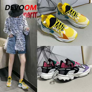 

Summer Outdoor Running Shoes For Women 2020 Breathable Flyknit Chunky Sneakers Women Jogging Sport Shoes Woman Gym Shoes Women