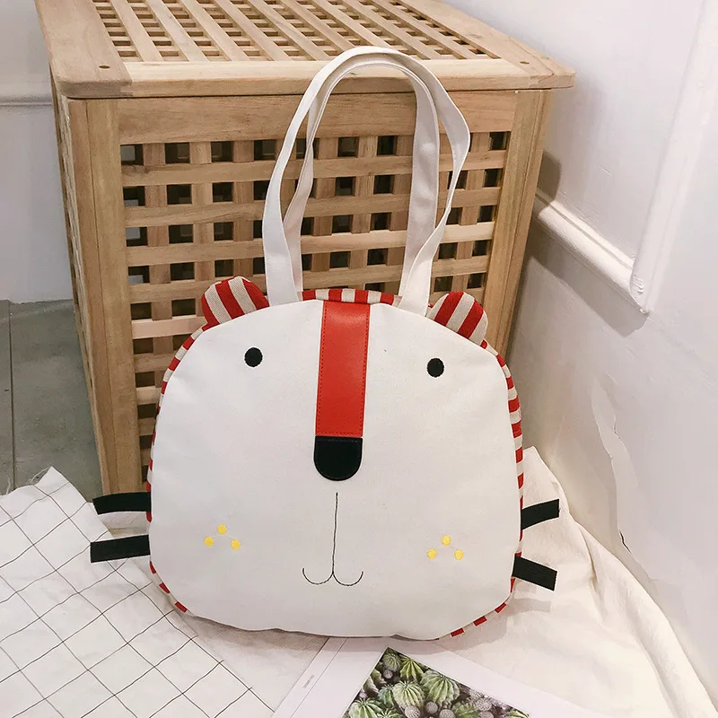 

2019 new JIULIN high quality Korean version of the cartoon cute cat canvas slung women's handbag Ladies' small bag