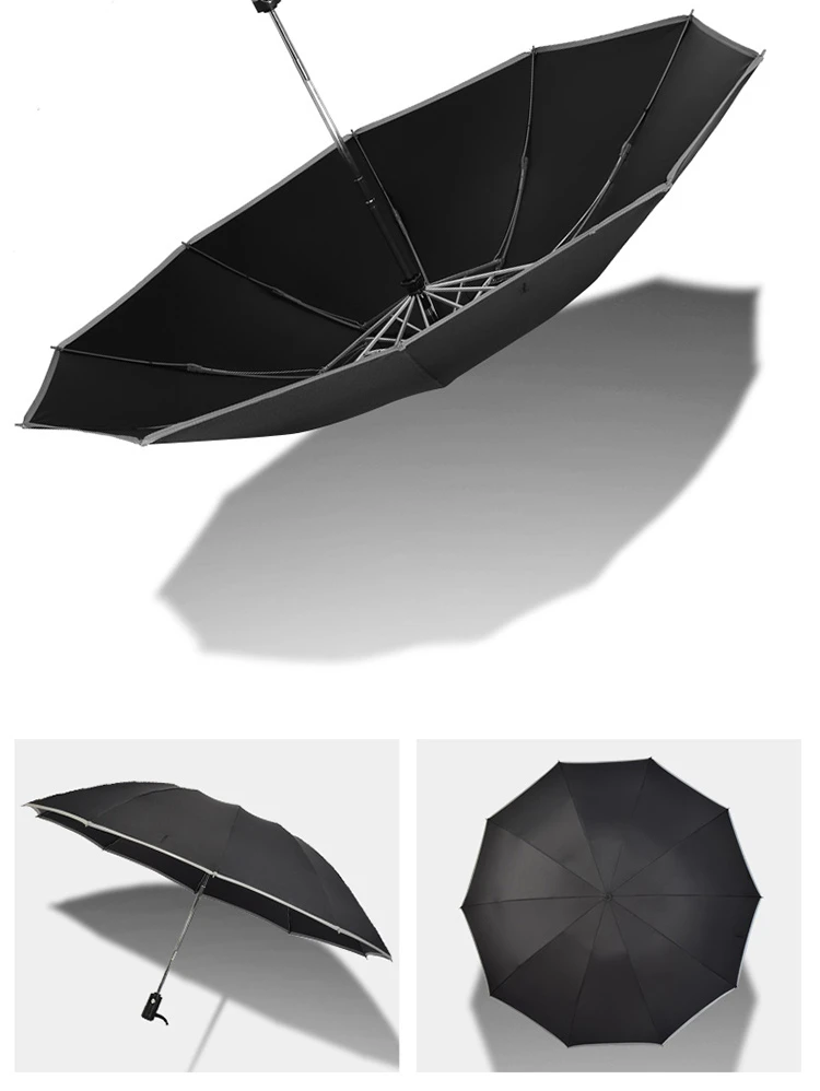 Automatic Windproof Folding Umbrella Reverse Black Coating Women Rain Sun UV Ladies Parasol Big Men Windproof Umbrellas AA50YS