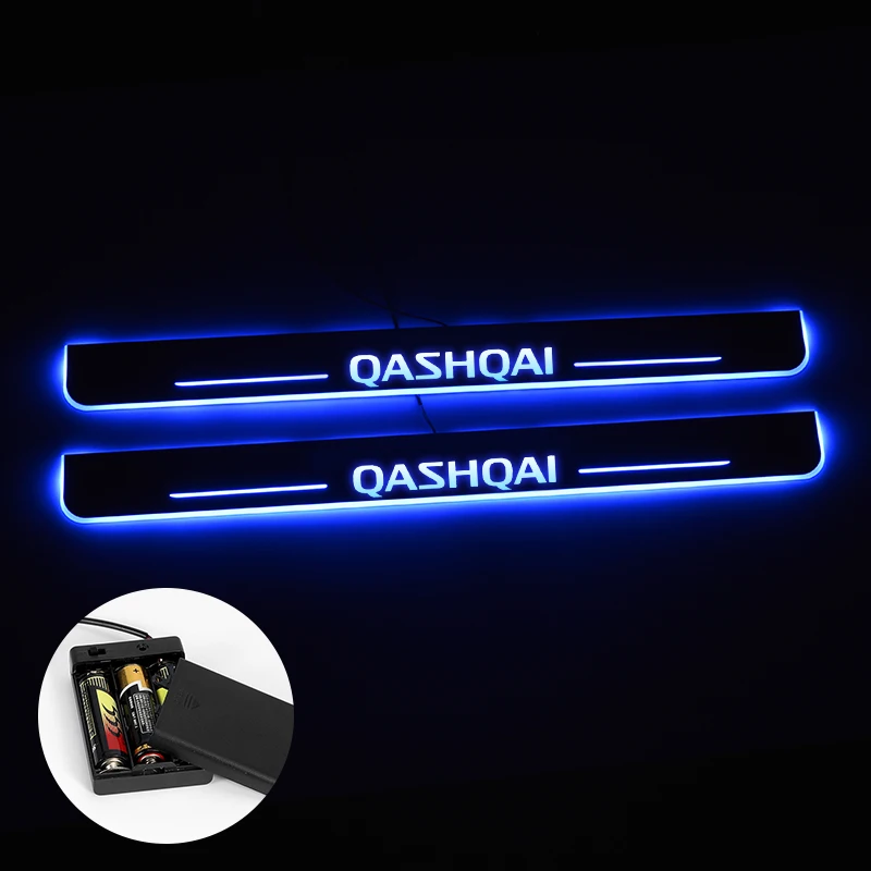 

LED Door Sill For Nissan Qashqai J11 2016 2017 2018 Streamed Light Scuff Plate Acrylic Battery Car Door Sill Accessories