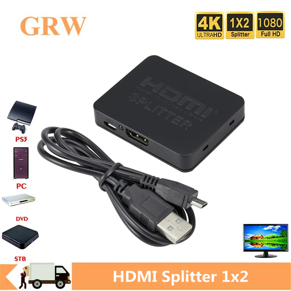 Сплиттер Grwibeou 4K HDMI 1 вход 2 Выход переключатель сплиттер конвертер двойной
