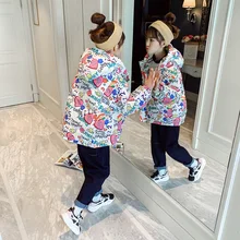 

Girl Winter Cotton-Padded Jacket For Kids Children Fashion Outerwear Cartoon Coat Warm Jacket Clothing For Children 4-12 Years